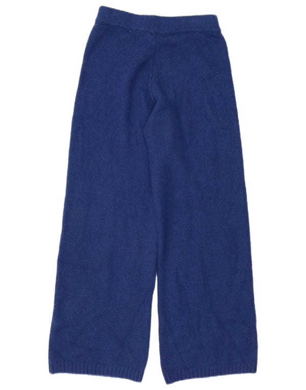 Zara Womens Knit Wide Leg Tracksuit Trousers UK 8 Small Blue Acryl