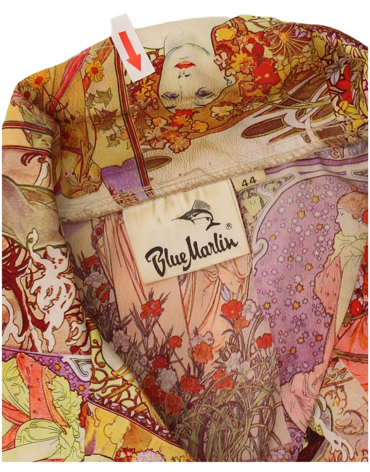 VINTAGE Graphic 4-knaps blazerjakke til kvinder IT 44 Medium Flerfarvet