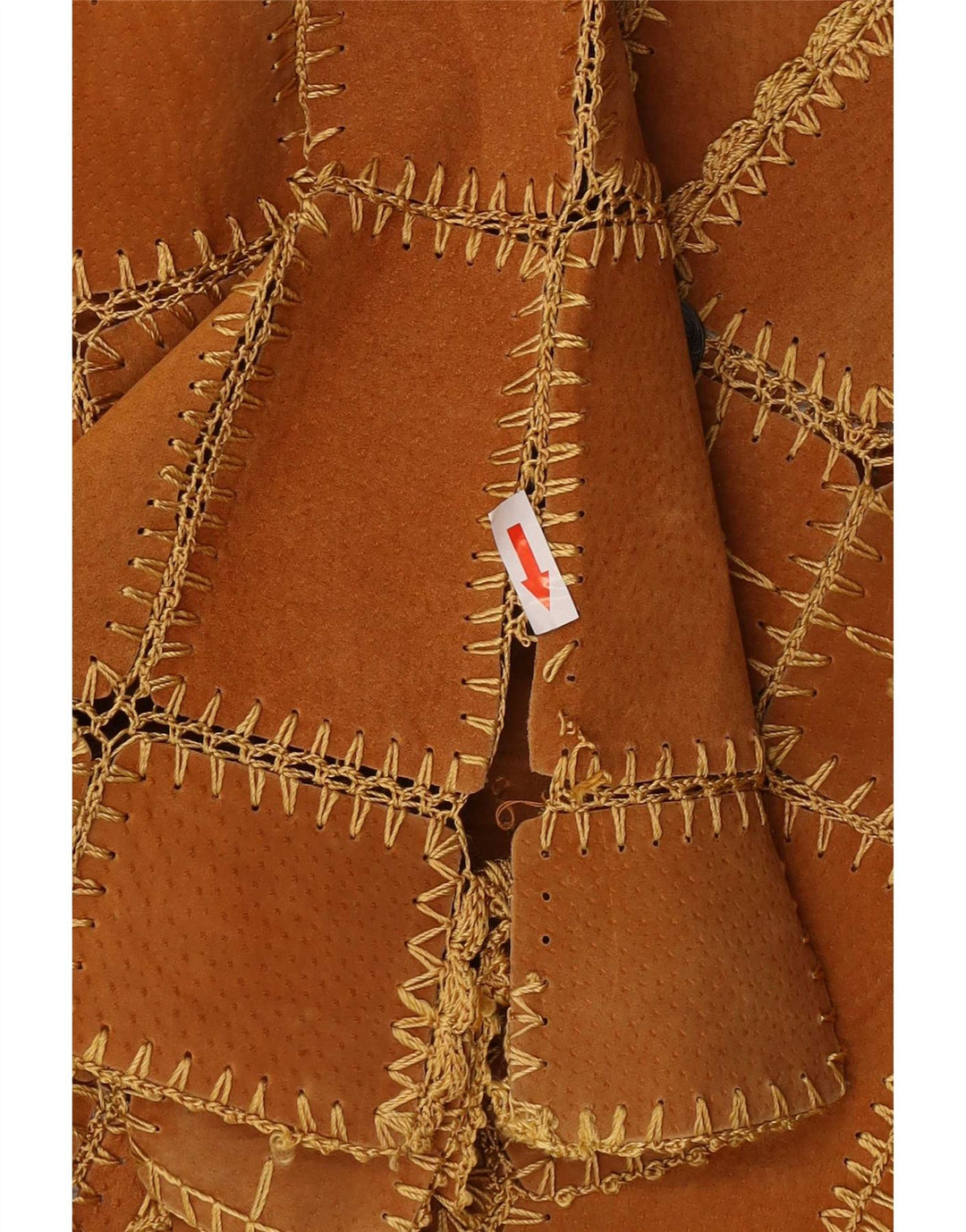 Vintage dame ruskind vest XL brun patchwork