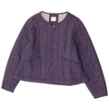 Fat Face Dame Quiltet Jakke UK 18 XL Navy Blue Bomuld