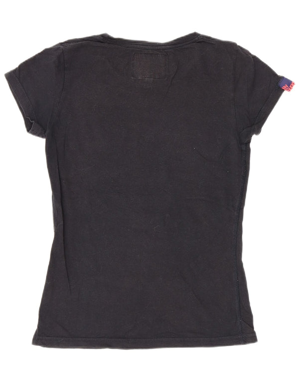 Superdry grafisk T-shirt top til kvinder UK 6 XS marineblå bomuld