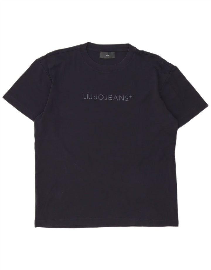 Liu Jo Herre grafisk T-shirt Top Medium Navy Blue