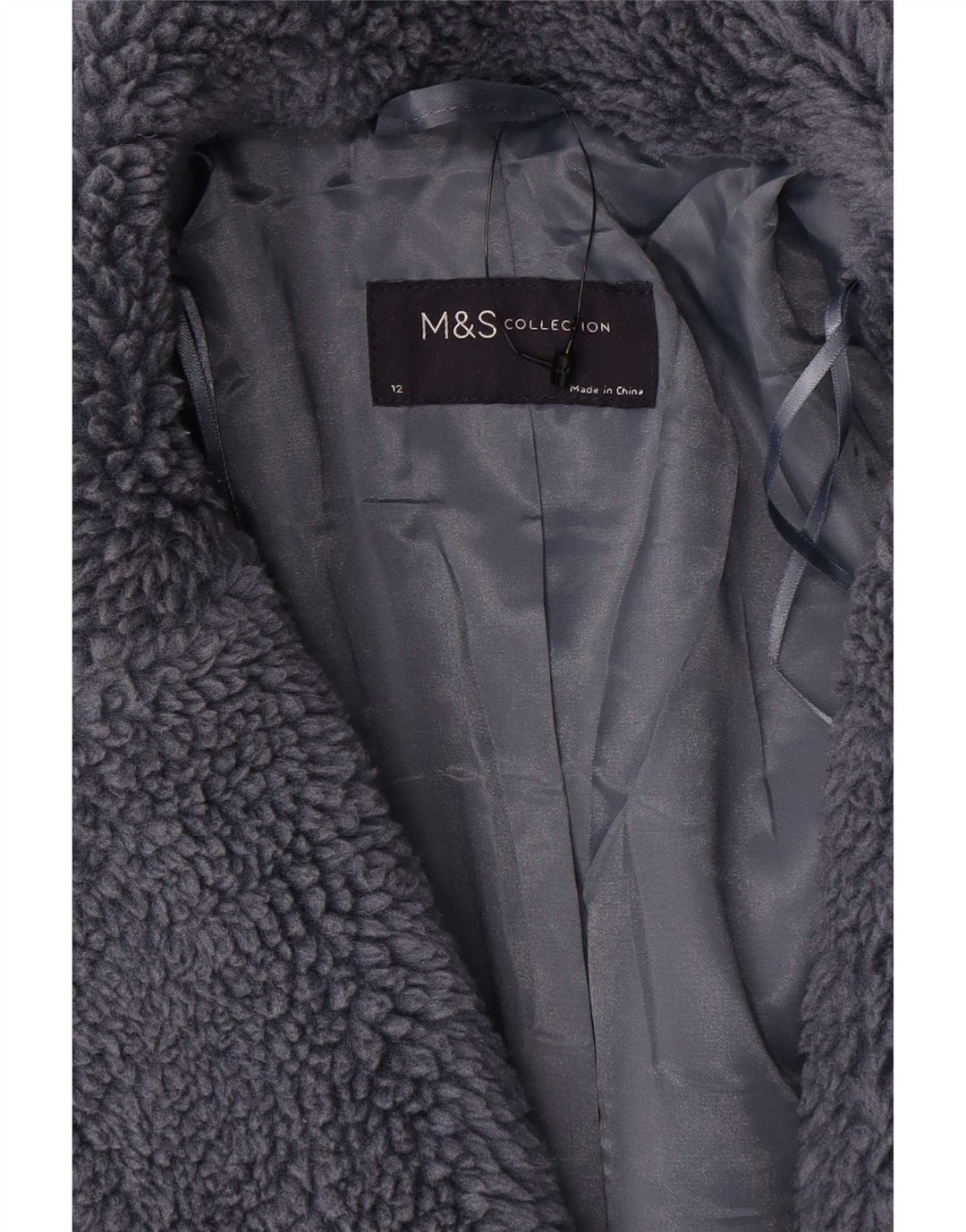 Marks & Spencer Dame Oversized Faux Fur Overcoat UK 12 Medium Grey