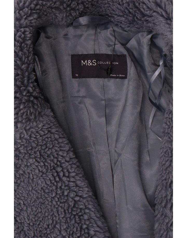 Marks & Spencer Dame Oversized Faux Fur Overcoat UK 12 Medium Grey