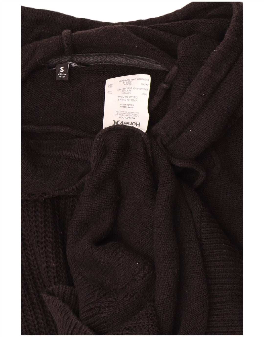 Hurley Womens Oversized Jumper Sweater UK 10 Small Black Bomuld