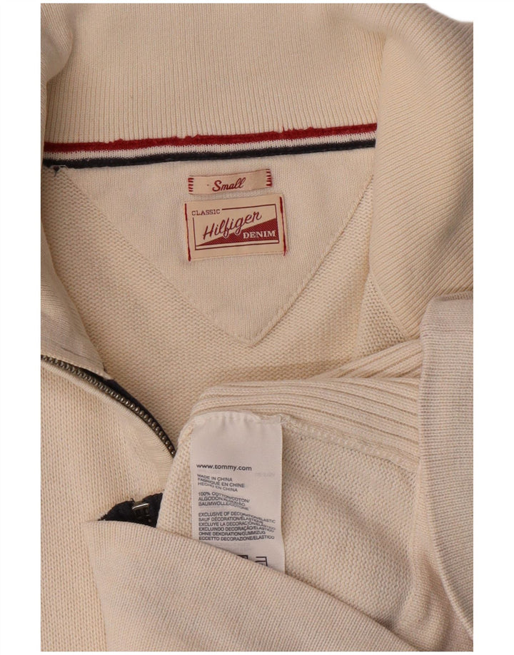 Tommy Hilfiger Herre Cardigan Sweater Small Off White Bomuld