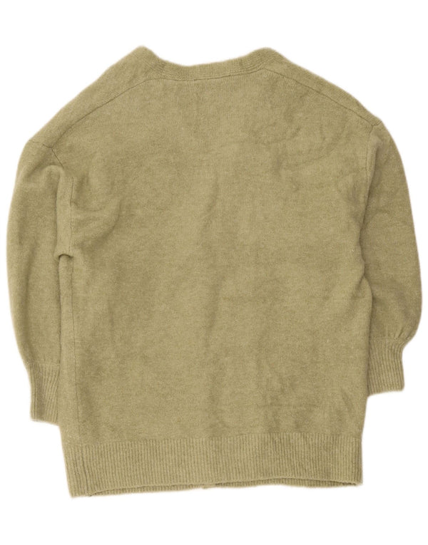 Zara Womens Oversized Cardigan Sweater UK 10 Small Khaki Acryl