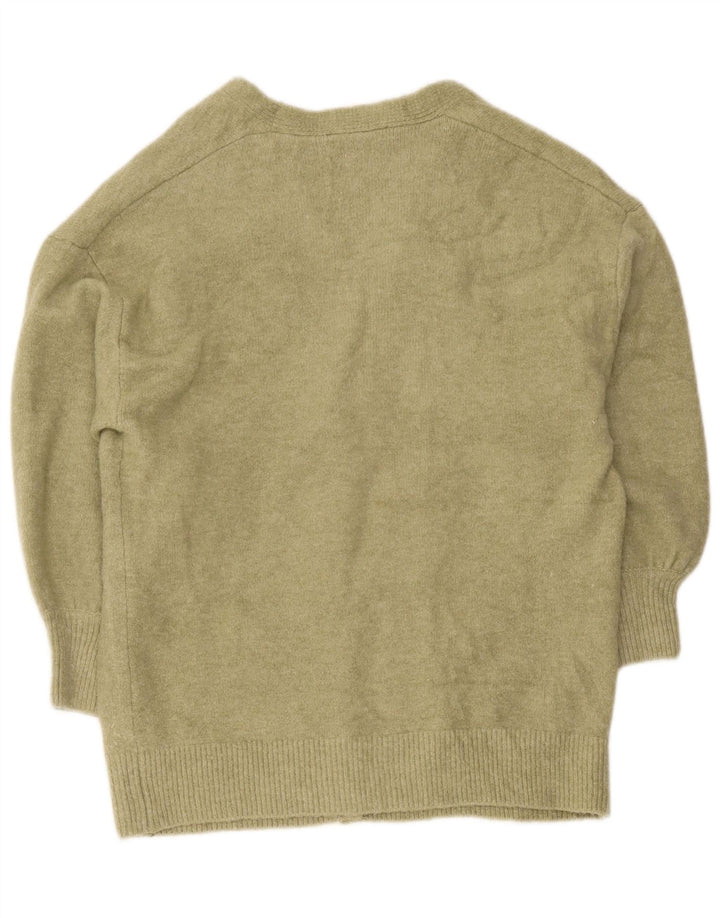 Zara Womens Oversized Cardigan Sweater UK 10 Small Khaki Acryl
