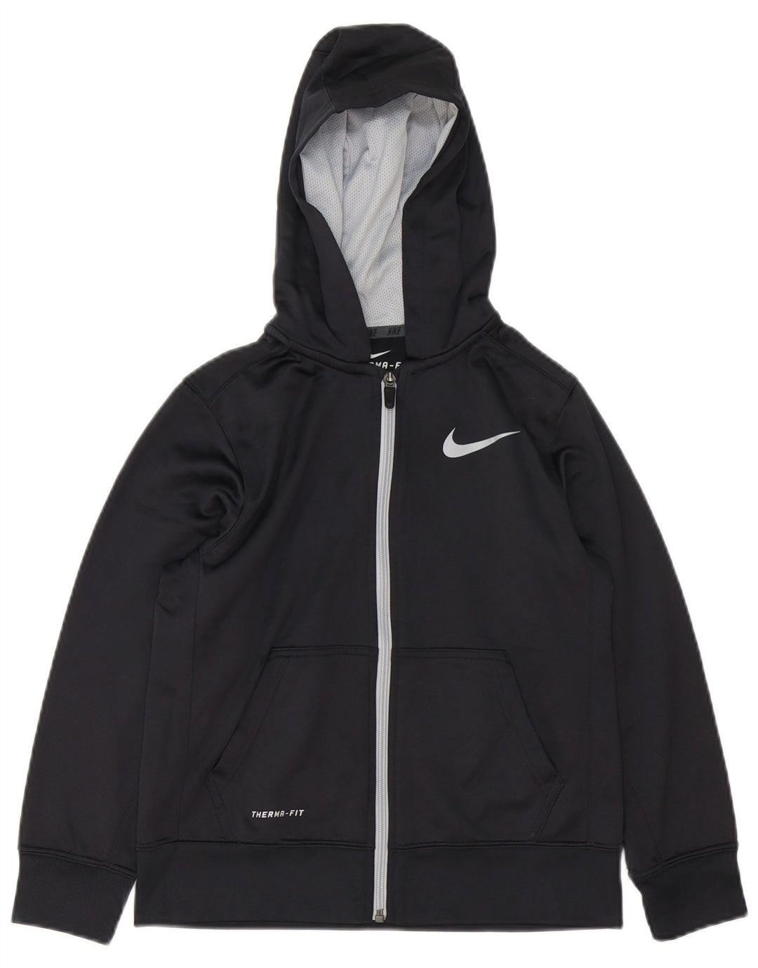 NIKE drenge Therma-Fit hættetrøje med lynlås 10-11 år medium sort polyester
