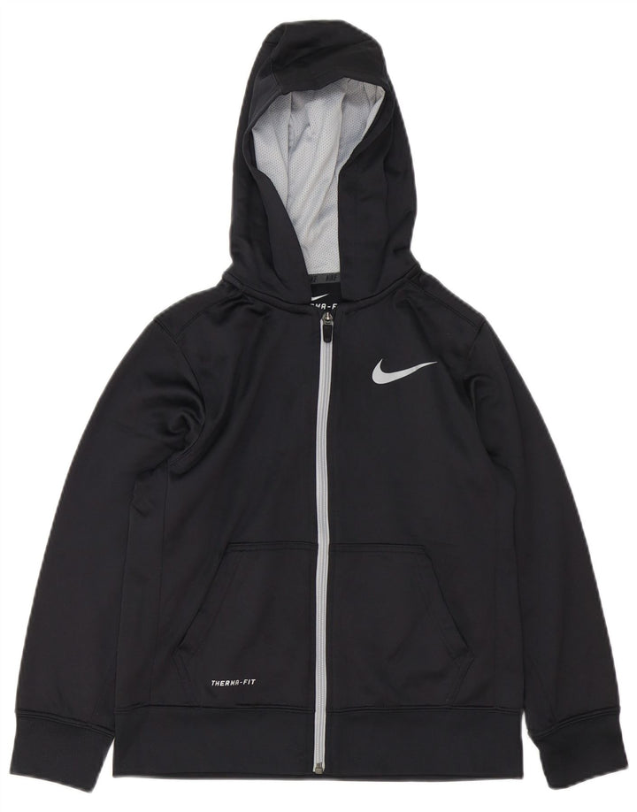 NIKE drenge Therma-Fit hættetrøje med lynlås 10-11 år medium sort polyester