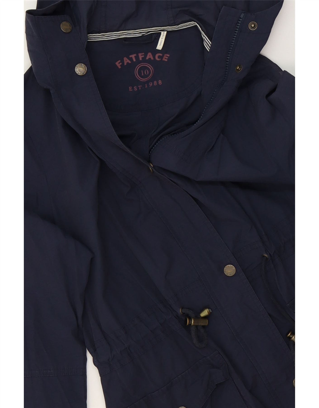 FAT FACE Womens Hooded Parka Jacket UK 10 Small  Navy Blue Nylon Vintage Fat Face and Second-Hand Fat Face from Messina Hembry 