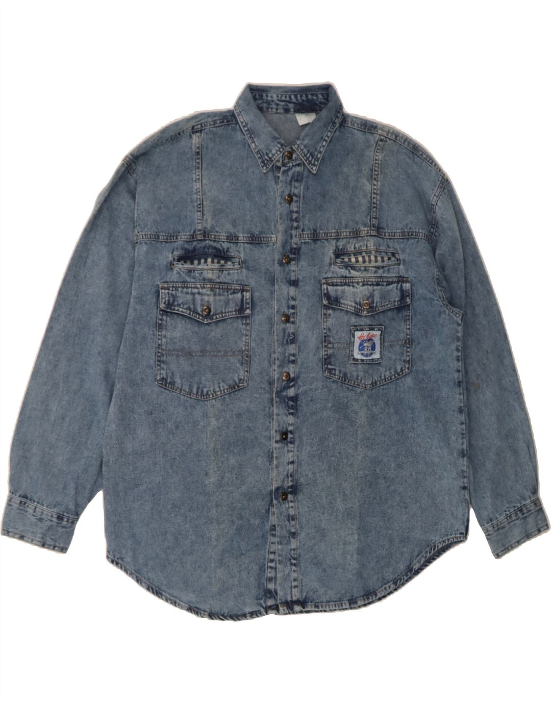 VINTAGE Mens Denim Shirt Size 41/42 Large Blue Cotton Vintage Vintage and Second-Hand Vintage from Messina Hembry 
