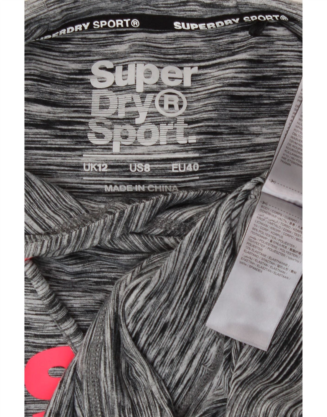 Superdry grafisk hættetrøje til kvinder UK 12 Medium Grey Flecked Polyester