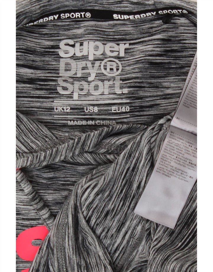 Superdry grafisk hættetrøje til kvinder UK 12 Medium Grey Flecked Polyester