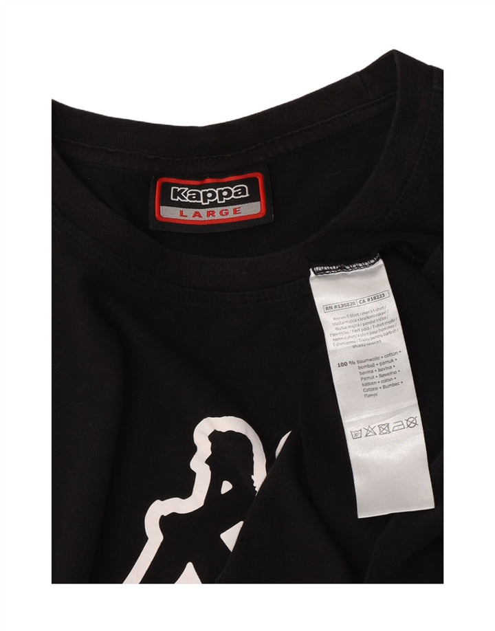 Kappa Herre Grafisk T-Shirt Top Stor Sort Bomuld