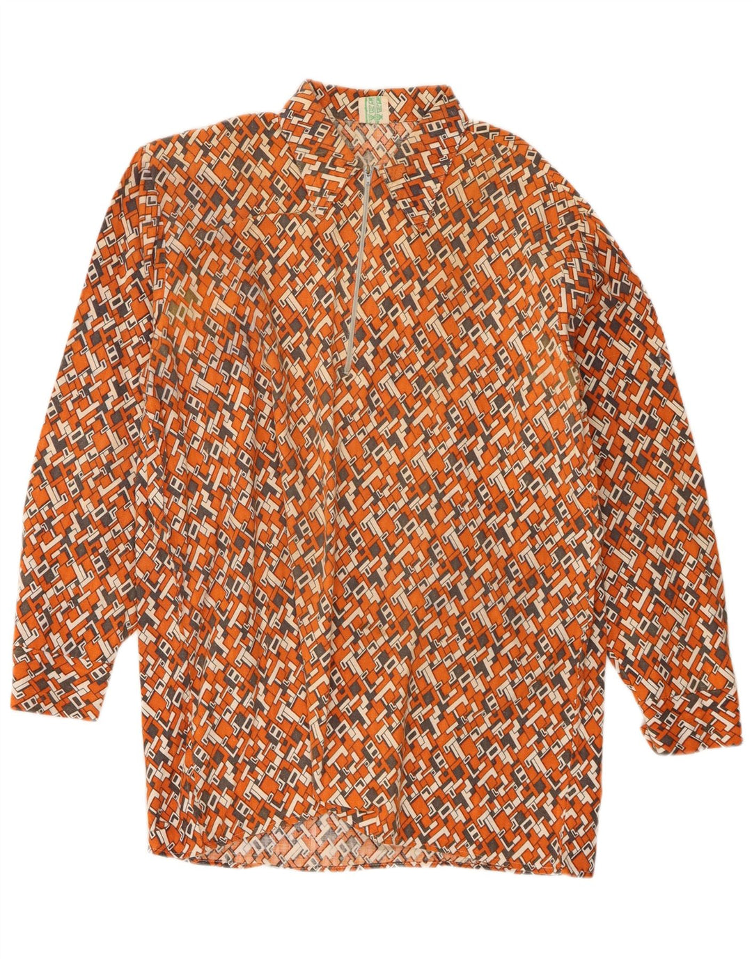 Planet Herre abstrakt mønster pullover skjorte str. 41 Large Orange