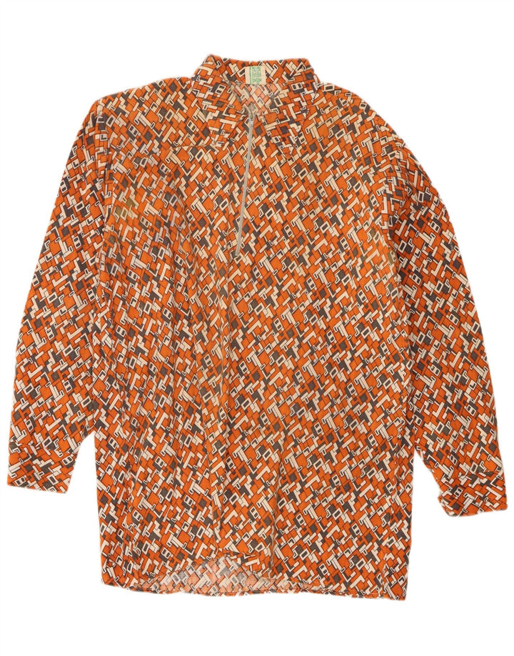 Planet Herre abstrakt mønster pullover skjorte str. 41 Large Orange