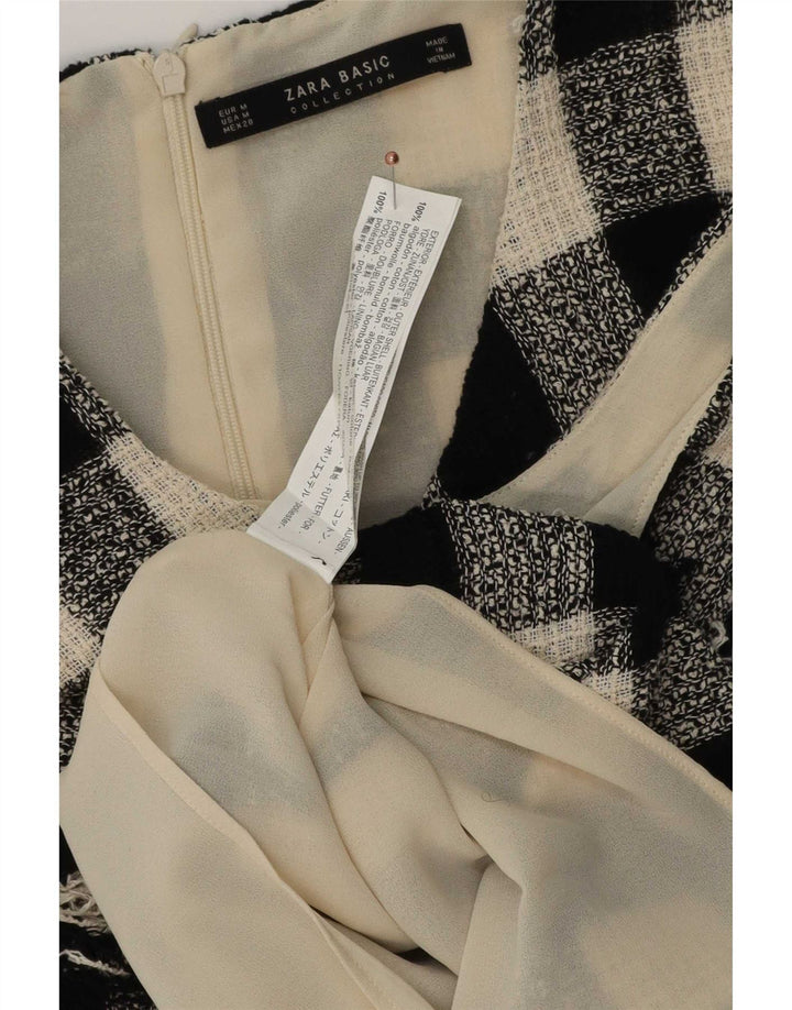 Zara Damebluse Top UK 12 Medium Sort Ternet Bomuld