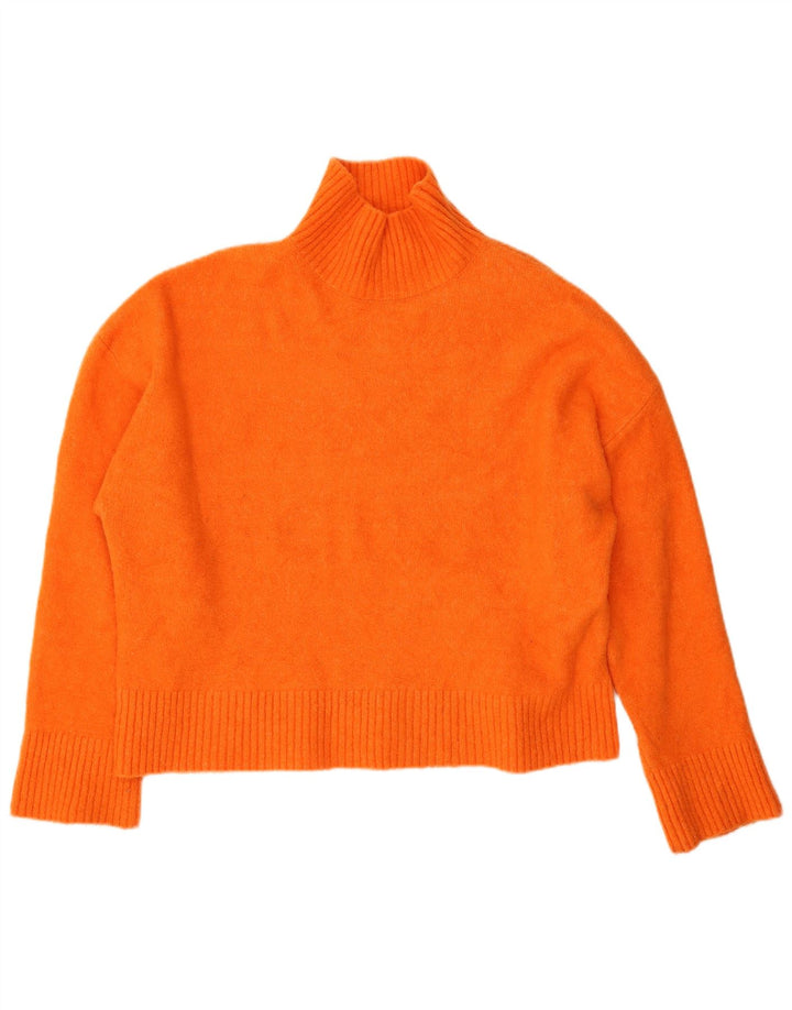 Zara Dame Oversized Turtle Neck Jumper Sweater UK 16 Stor Orange Akryl