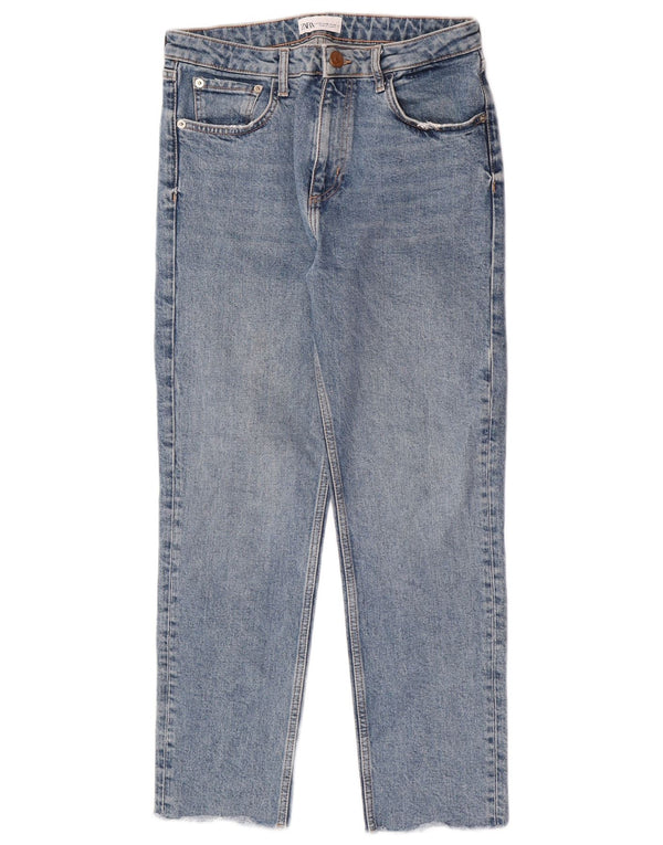 Zara Womens Crop Højtaljede Jeans EU 40 Medium W30 L26 Blå Bomuld