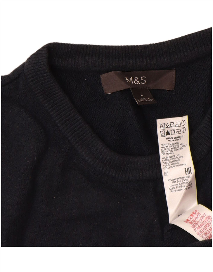 Marks & Spencer Herre sweater med rund hals, stor marineblå akryl