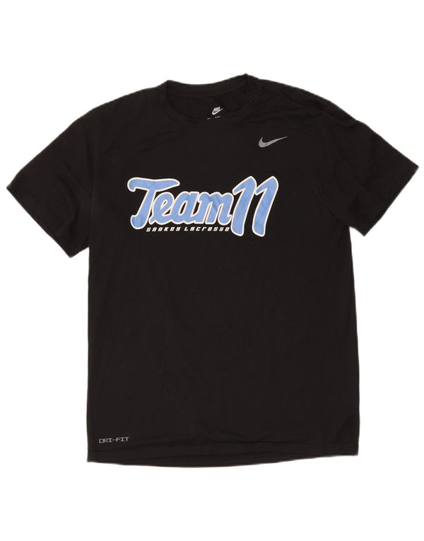 Nike Herre Dri Fit Grafisk T-Shirt Top Medium Sort Polyester