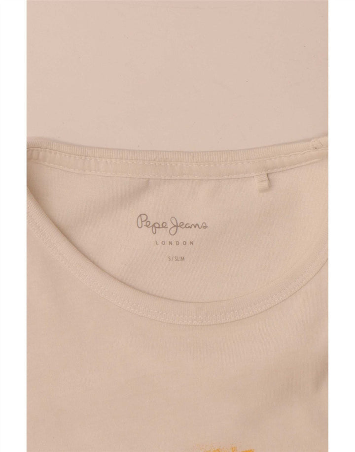 PEPE Jeans Herre Slim Grafisk T-Shirt Top Lille Hvid