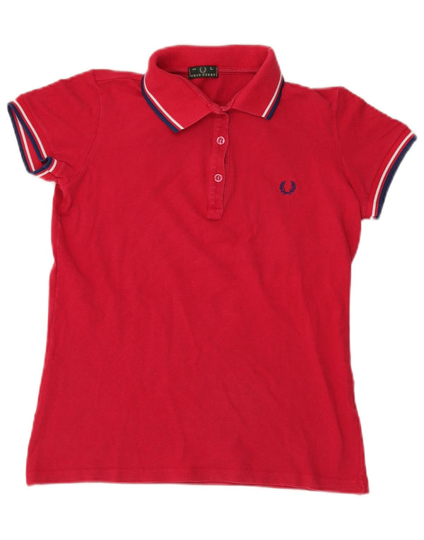 Fred Perry Dame Polo Shirt UK 14 Large Red