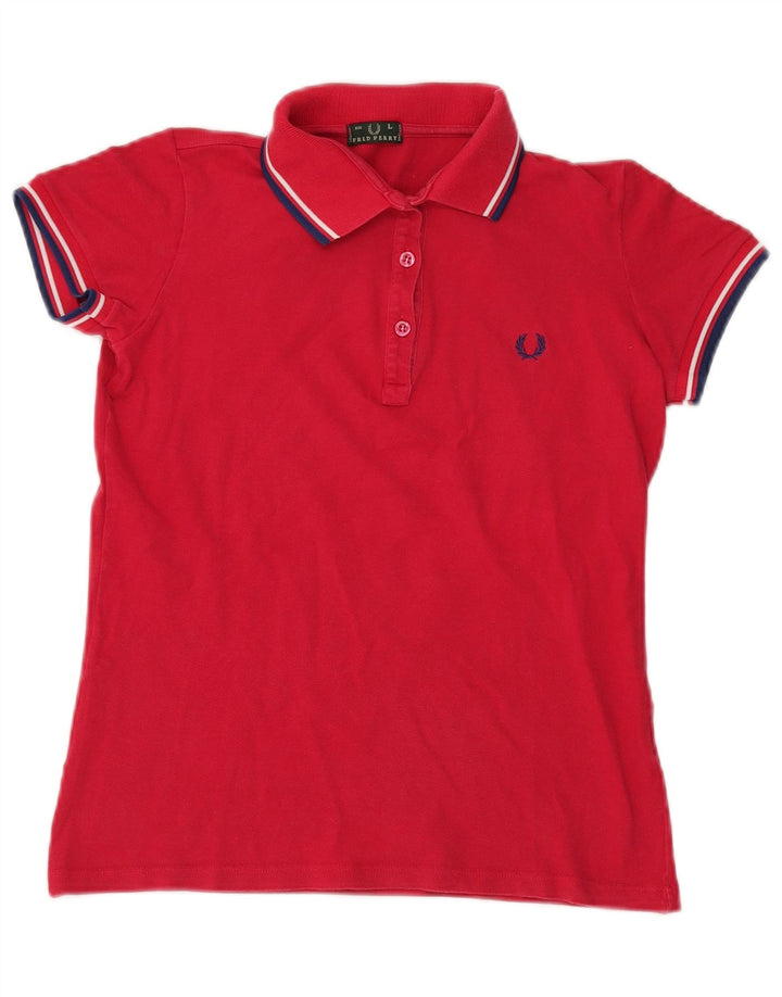 Fred Perry Dame Polo Shirt UK 14 Large Red