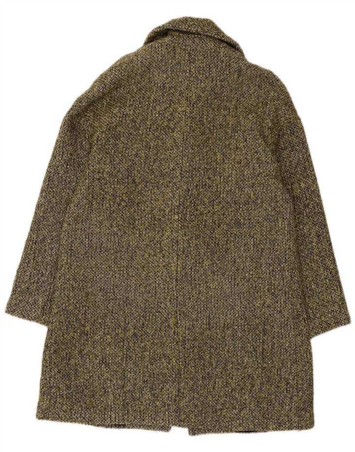 Zara Dame Oversized Overfrakke UK 6 XS Khaki Flecked Polyester