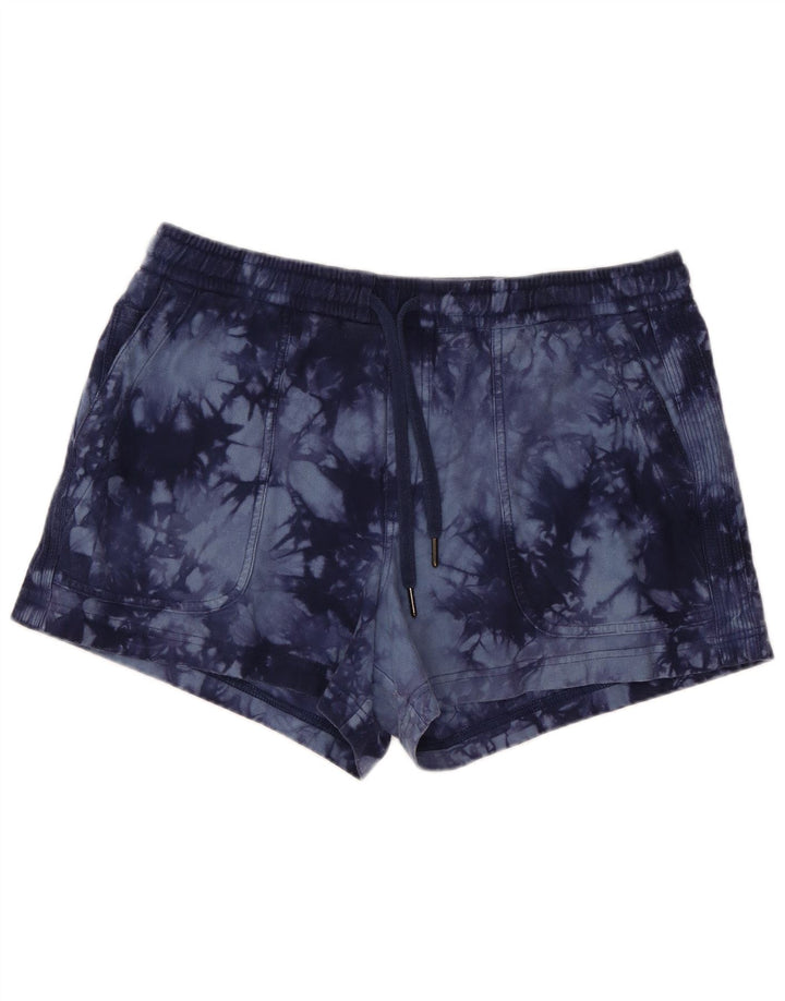 ATHLETA Sportsshorts til kvinder UK 14 Large Navy Blue Tie Dye Bomuld