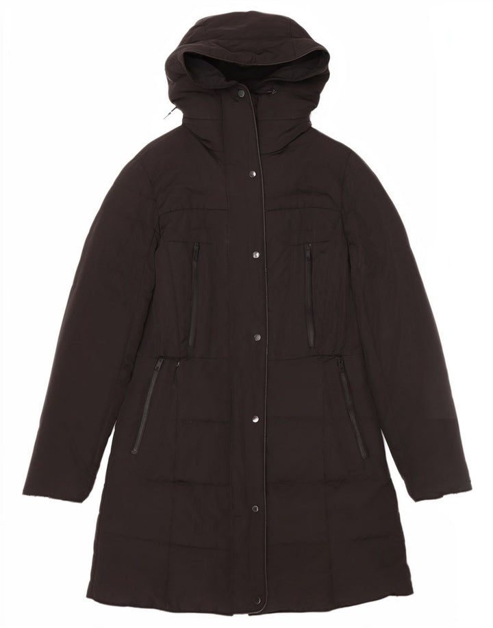 Zara Dame Hætte Polstret Frakke UK 14 Medium Sort
