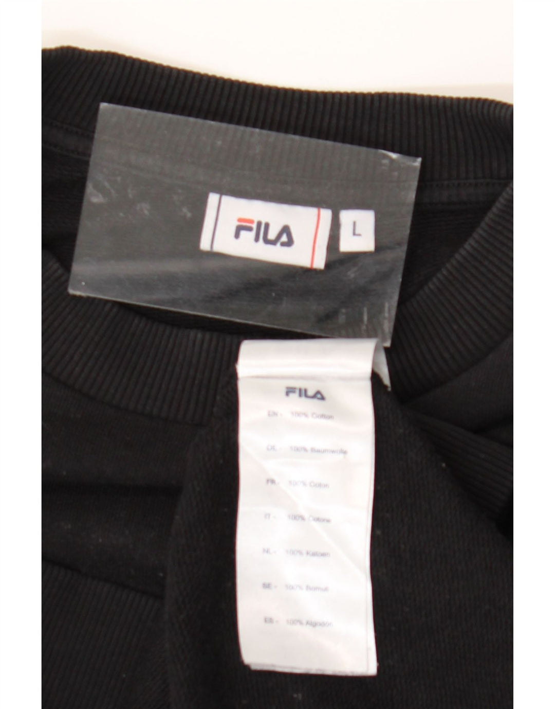 FILA grafisk sweatshirt til kvinder UK 16 Stor sort bomuld