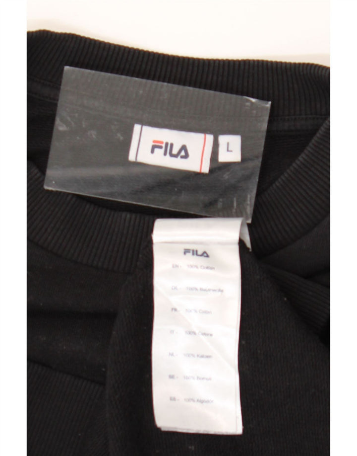 FILA grafisk sweatshirt til kvinder UK 16 Stor sort bomuld