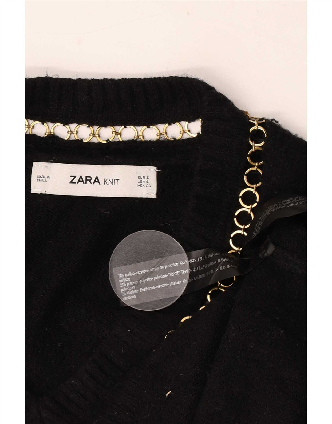 Zara Womens Oversized V-hals sweater UK 10 Small Black Acryl