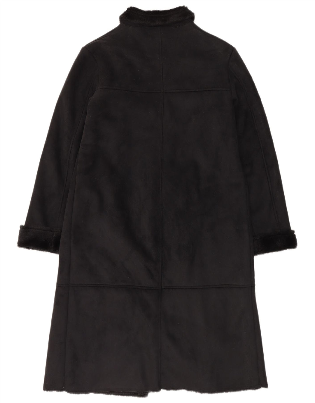 Vintage Sherpa-overfrakke til kvinder UK 12 Medium Black Polyester