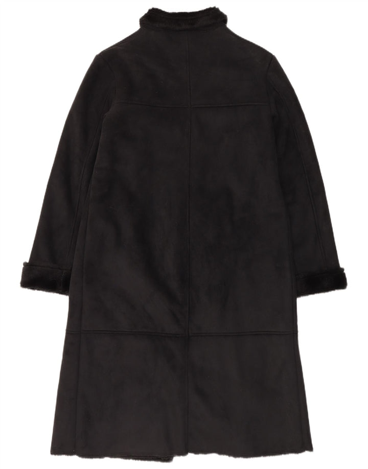 Vintage Sherpa-overfrakke til kvinder UK 12 Medium Black Polyester