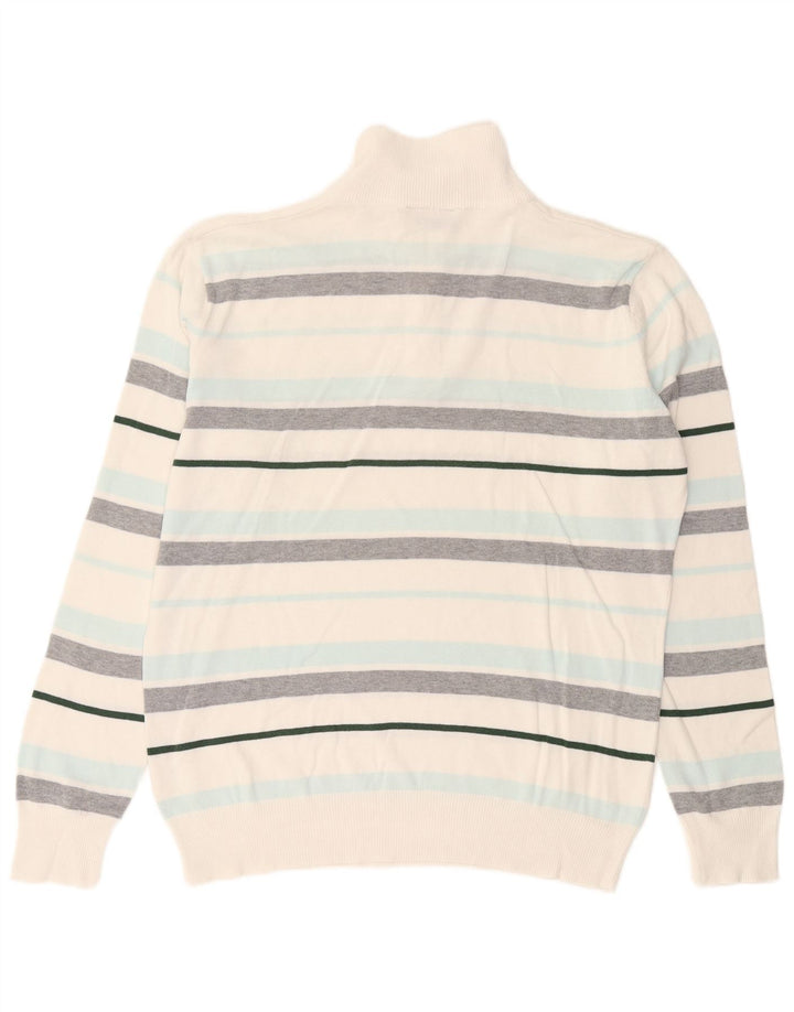 Lotto Herre Zip Neck Jumper Sweater Stor hvid stribet bomuld