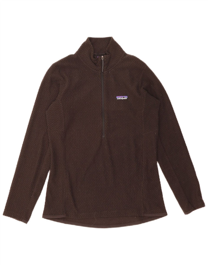 Patagonia Herre Zip Neck Pullover Træningsdragt Top Lille brun Polyester