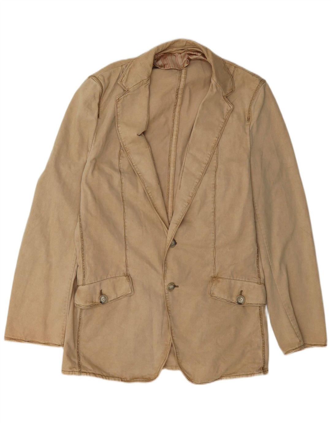 Hugo Boss Herre 2-knaps blazerjakke EU 48 Medium Beige Bomuld