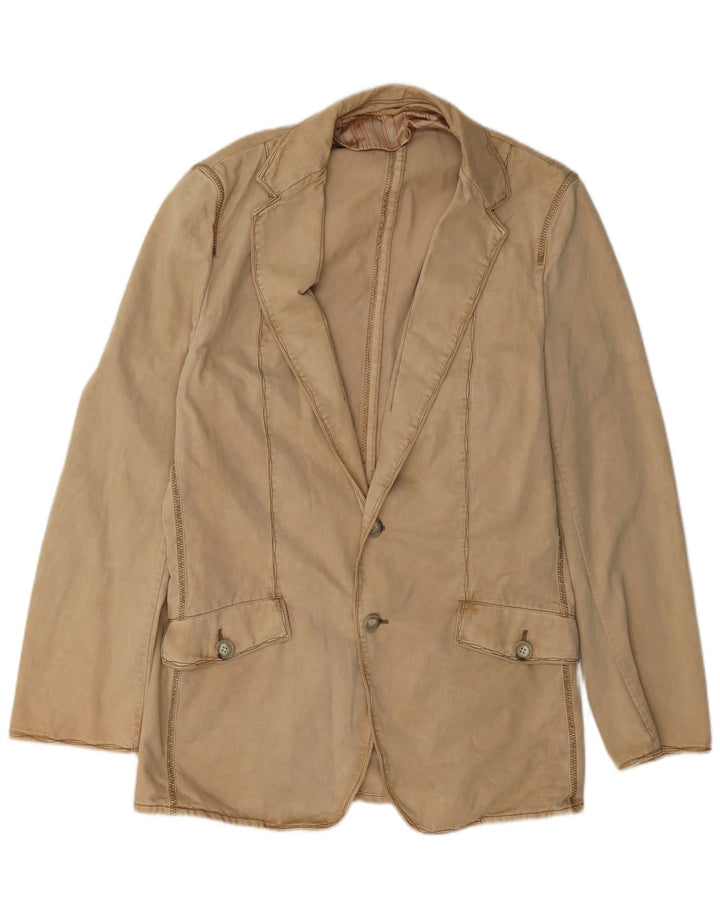 Hugo Boss Herre 2-knaps blazerjakke EU 48 Medium Beige Bomuld
