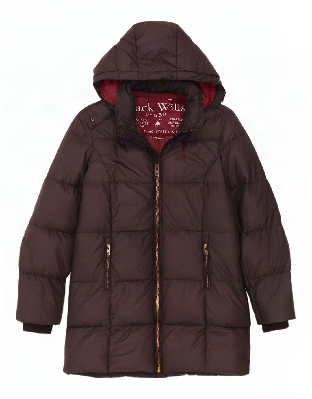 Jack Wills Dame Hætte Polstret Frakke UK 8 Lille Grå Polyester
