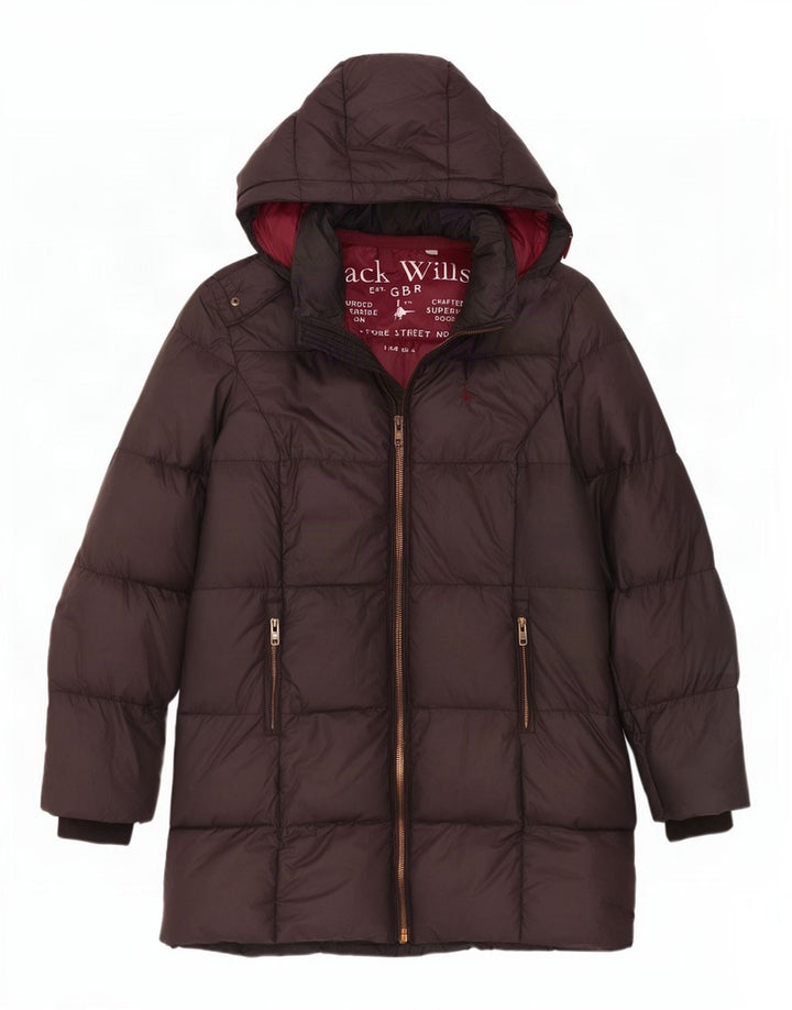 Jack Wills Dame Hætte Polstret Frakke UK 8 Lille Grå Polyester