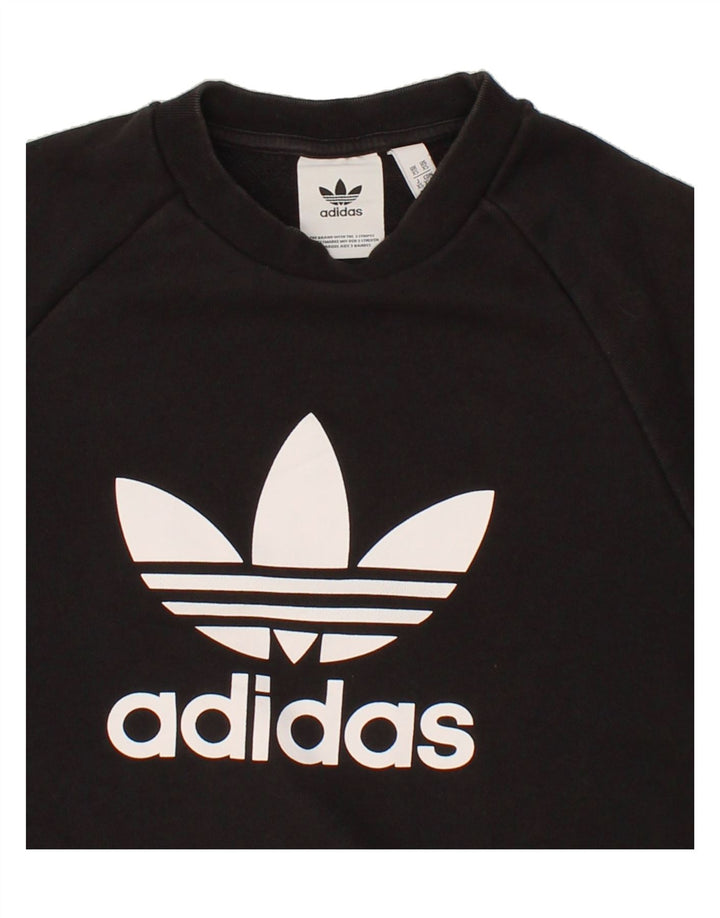ADIDAS Mens Graphic Sweatshirt Jumper XS Black Cotton Vintage Adidas and Second-Hand Adidas from Messina Hembry 