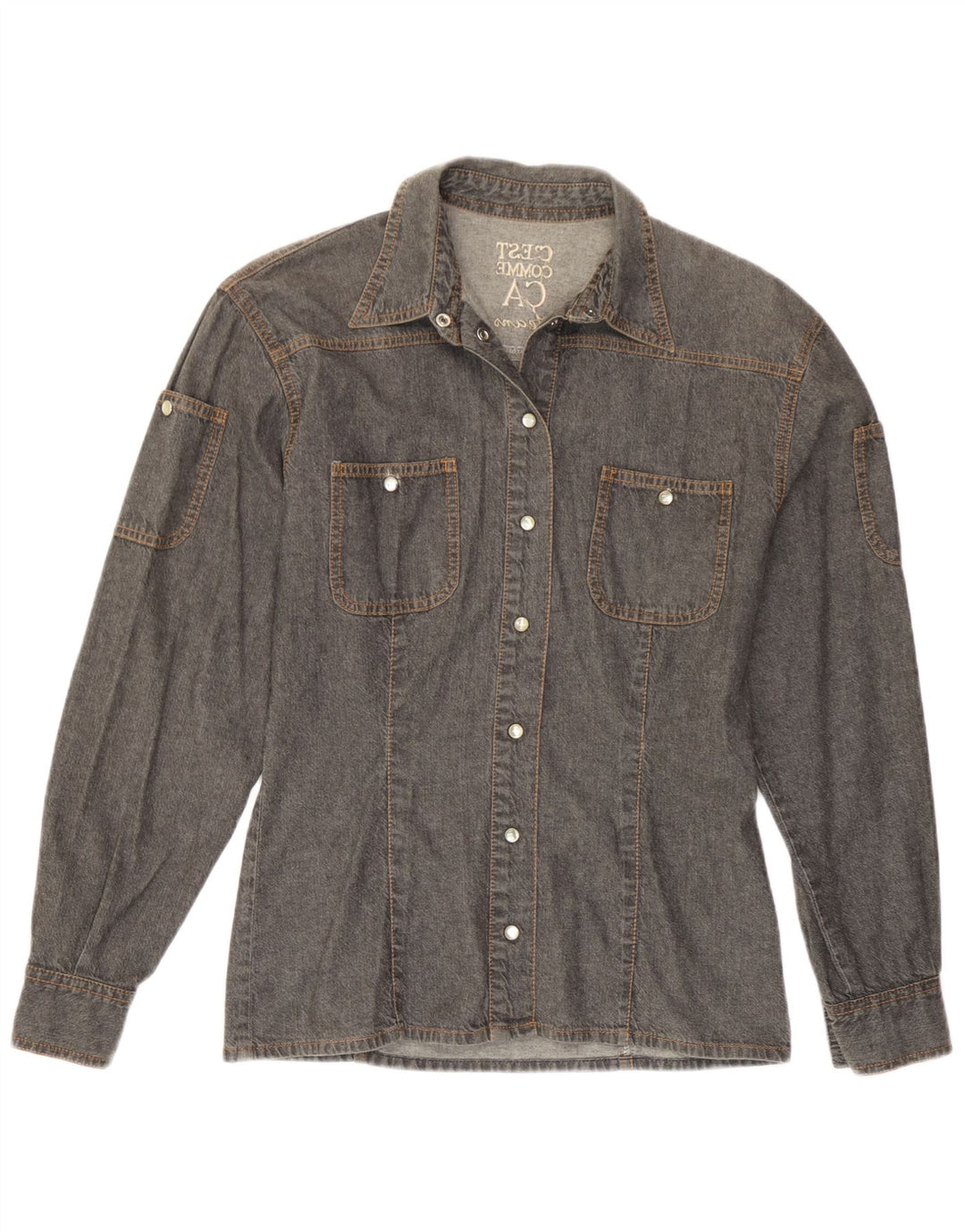 C'EST COMMECA Dame Denim Shirt UK 16 Large Grå