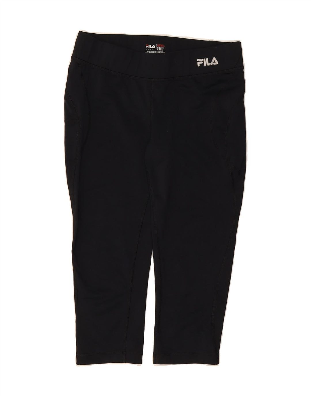 FILA Womens Capri Leggings UK 10 Small  Black Polyester Vintage Fila and Second-Hand Fila from Messina Hembry 