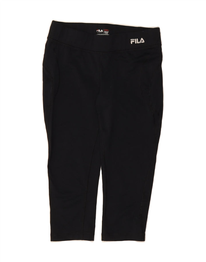 FILA Womens Capri Leggings UK 10 Small  Black Polyester Vintage Fila and Second-Hand Fila from Messina Hembry 