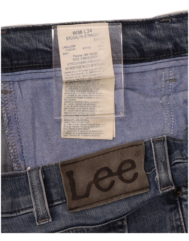 LEE Herre Brooklyn Straight Jeans W36 L29 Blå Bomuld