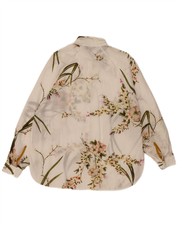 Massimo Dutti Dame Se Through Oversized skjorte EU 36 XS White Floral