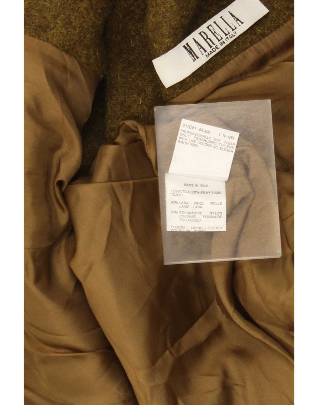 Marella Dame 4 Button Blazer Jacket UK 14 Large Khaki Paisley Wool